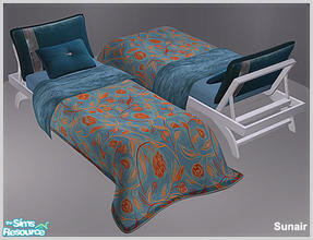 Sims 2 — Sunair T696 MNC Single Bed (blue) by Sunair — Sunair T696 MNC Single Bed (blue) of MNC Lounge Corner - Recolor