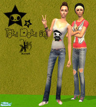 Sims 2 — TokiDoki set by K@ — The set with two outfits with TokiDoki funny t-shirts, Ed Hardy boots and jeanses. Enjoy!