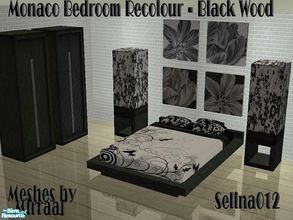 Sims 2 — Monaco bedroom in Black Wood by selina012 — Recolour of Mirraaj\'s Monaco Bedroom in black wood. Set consists of