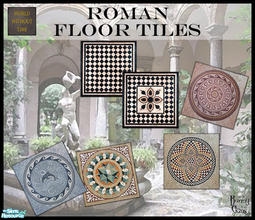 Sims 2 — Roman Floor Tiles by BunnyTSR — A set of six Ancient Roman mosaic floor tiles created for the World Without Time