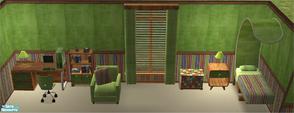Sims 2 — Midlands TC 105 Green With Envy Bedroom by midland_04 — Green Accent Room, with stripes and wood tones. Hope