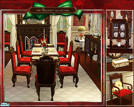 Sims 2 — Regency RED Collection by Cashcraft — Regency Red is a set recolor of my Regency Dining meshes. The set features
