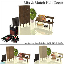 Sims 2 — Mix & Match Hall Decor by ~Monica~ — Mix & Match recolors of Simply Styling\'s Hall 3 set w/