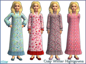Sims 2 — Cozy Winter Nightgowns by kittyispretty69 — A set of four cute and cozy winter nightgowns for girls. Enjoy and