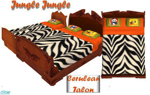 Sims 2 — Jungle Jungle - Bed by Cerulean Talon — Fuzzy and soft with fauz fur and lots of comfortable bedding.