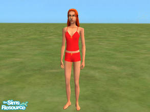 Sims 2 — Teen Female Undies-Red & Gold by xd001 — A red and gold teen female underwear.