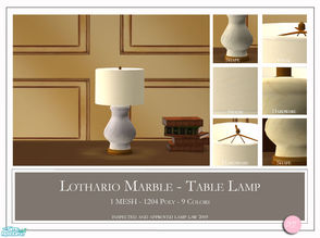 Sims 2 — Lothario Marble Table Lamp by DOT — Lothario Marble Table Lamp 1 Mesh Plus Recolors. Sims 2 by DOT of The Sims