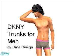 Sims 2 — DKNY Trunks for Men - Grey & Pink by Uma Design — No reason as to why your male simmies shouldn\'t look good