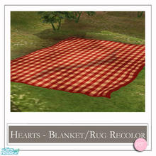 Sims 2 — Hearts Blanket Atomic Recolor by DOT — Hearts Valentines Red Check, Atomic Rug Recolor. 4 Meshes Plus Recolors.