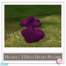 Sims 2 — Hearts Two Heart Pillows Purple by DOT — Hearts Valentines Two Heart Pillows Purple. 4 Meshes Plus Recolors.