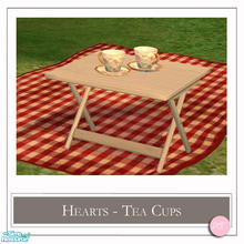 Sims 2 — Hearts Two Pretty Cups With Saucers Pink Flowers by DOT — Hearts Valentines Two Pretty Cups With Saucers Pink