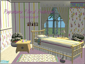 Sims 2 — Pupanunu Floral Bedroom Set by VictoriaGrace — Colorful set of 4 wallpapers to choose from, mix and match.