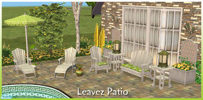 Sims 2 — Leavez Patio by billygirl — Bleached wood and a leafy pattern give this set a fresh look. Enjoy.