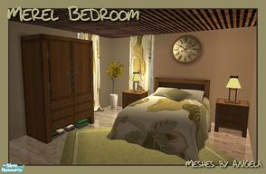 Sims 2 — Merel Bedroom by Angela — A nice wooden bedroom with Greenish accentcolours, hopefully your sims can enjoy and