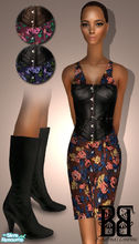 Sims 2 — Floral dresses with corset and boots by b-bettina — These dresses are available in 3 different colors and were