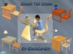 Sims 2 — Single Tile Desks - Maxis Match by BlackGarden — Single tile desks to match the five desks from the base game,