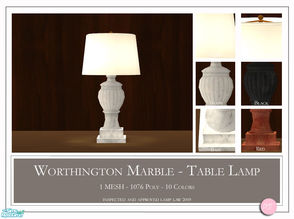 Sims 2 — Worthington Marble by DOT — Worthington Marble Table Lamp. 1 Mesh Plus Recolors. Sims 2 by DOT of The Sims