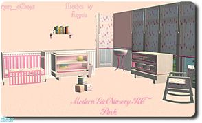 Sims 2 — Modern Girl Nursery RC- In Pink by mom_of2boyz — A recolor of Modern Girl Nursery by Angela in pink and white.