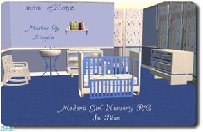 Sims 2 — Modern Girl Nursery RC- In Blue by mom_of2boyz — A recolor of Angelas\' Modern Girl Nursery, in blue for the