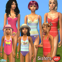 Sims 2 — evi sisters by evi — Matching swimwear for female teens and children.