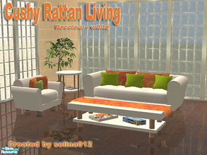 Sims 2 — Cushy Rattan Recolour  by selina012 — A white recolour of my Cushy Rattan Living set.