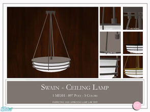 Sims 2 — Swain Ceiling Lamp by DOT — Swain Ceiling Lamp 1 Mesh Plus Recolors. Sims 2 by DOT of The Sims Resource.