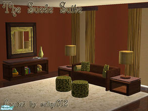 Sims 2 — The Suede Suite by selina012 — New mesh. Living room suite consisting of Loveseat, ottoman, endtable, sideboard,