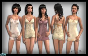 Sims 2 — FS 74 - PJ Party 2.2 - Lace, flowers, etc. by katelys — 5 cute pjs for adult and young-adult women. Two of them