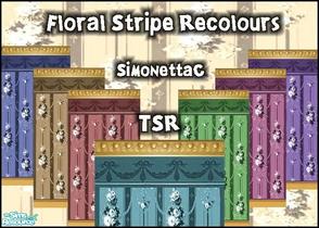 Sims 2 — Floral Stripe Recolours by SimonettaC — A recolour of my \"Floral Stripe\" wallpaper previously