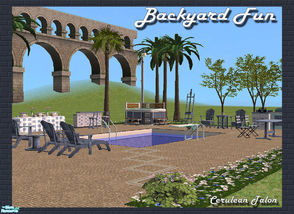 Sims 2 — Backyard Fun by Cerulean Talon — Comfort and fun combine to make this backyard set a must have for any home or