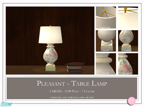 Sims 2 — Pleasant Table Lamp by DOT — Pleasant Table Lamp. 1 MESH Plus Recolors. Sims 2 by DOT of The Sims Resource. 