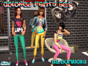Sims 2 — Colored Pants Spring/Summer Set by dunkicka — Set of 3 different outfits for spring or summer. Hope you like it!