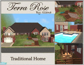 Sims 2 — Terra Rose - 3 Bed Traditional by Illiana — Home includes pool, multiple decks, landscaping, covered entry,