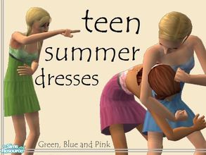 Sims 2 — Teen Summer Dresses by Jaws3 — Let your teen sims loose in these fun, flirty summer dresses! Available in pink,