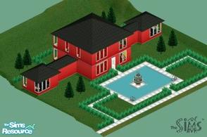 Sims 1 — Red Country House by Alimatt — A warm, comfortably furnished house for 3 people. The main building includes