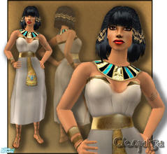 Sims 2 — Cleopatra Sim by katelys — Cleopatra sim; includes new skintone, make-up, dress and hair. The hair and dress