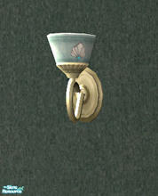 Sims 2 — Spring Time Bathroom Wall Light by lisa9999 — Light brass fixture with blue and teal shade.