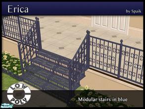 Sims 2 — Erica Modular Stairs in Blue by Spaik — Modular Stairs in wrought iron, with curvy details. Low poly, work in