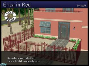 Sims 2 — Erica in Red SET by Spaik — Red version of all wrought iron Erica build items. Gates are lockable and need OFB.