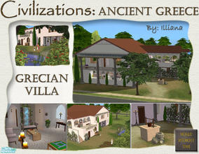 Sims 2 — Grecian Villa - 3 Bed Home - Ancient Greece by Illiana — This themed villa includes pond for fishing,