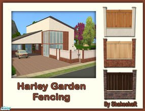 Sims 2 — Harley Garden Fences by Shakeshaft — A set of 12 new fences and a matching gate, the fences are in 4 wood