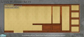 Sims 2 — Levack Wallpaper Set 2 (Dark Wood) by MsBarrows — Subtle pattern of golden-brown Fleur de lis on a yellow