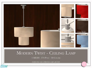 Sims 2 — Modern Twist Ceiling Lamp by DOT — Modern Twist Ceiling Lamp 1 Mesh Plus Recolors. Sims 2 by DOT of The Sims