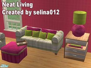 Sims 2 — Neat Living by selina012 — A new Living set consisting of 5 meshes. Sofa, coffee table, end table, lamp and deco