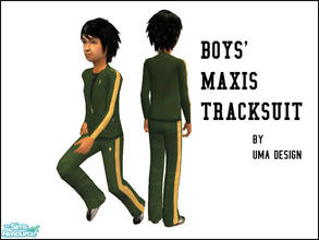Sims 2 — Boys\' Green Maxis Tracksuit by Uma Design — Maxis tracksuits are now available for little boys!