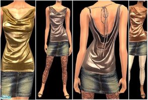Sims 2 — JPafdaily33 by juttaponath — Metallic top and denim skirt for adults. No mesh or expansion pack required.