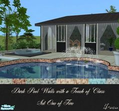 Sims 2 — Dark Pool Walls with a Touch of Class by iZazu — Set 1 of Pool Walls and Floor in Black for the darker look. I