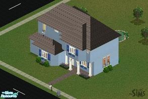 Sims 1 — Summer Blue Cottage by mol924 — This lovely blue cottage is fully furnished and has a little landscaping. The
