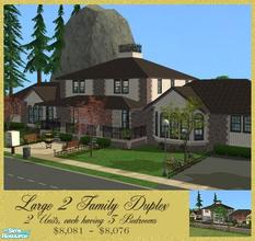 Sims 2 — Large Two Family Duplex by iZazu — Family Duplex has 2 alike FURNISHED units. Each having 2 beds, bath on 2nd