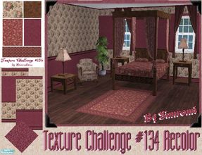Sims 2 — TC134 Majestically Medievel Bed Etc. by simromi — This set of Maxis items recolored, Walls and floor using